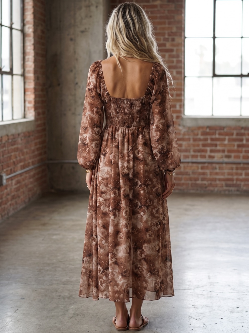 NWT Promesa Sweetheart Smocked Button Boho Floral Midi Maxi Dress - Picture 6 of 8
